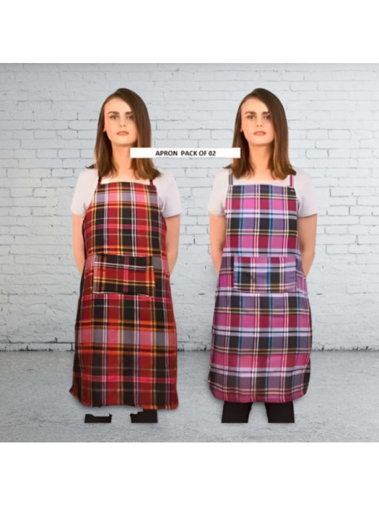     			CreadCraft Cotton Checks Kitchen Apron with 1 Center Pocket ( Pack of 2 )