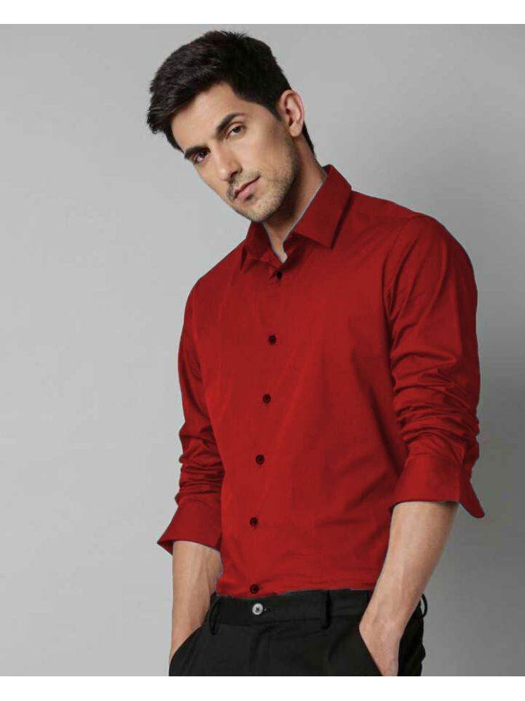     			Eviqe Cotton Blend Regular Fit Solids Full Sleeves Men's Casual Shirt - Red ( Pack of 1 )