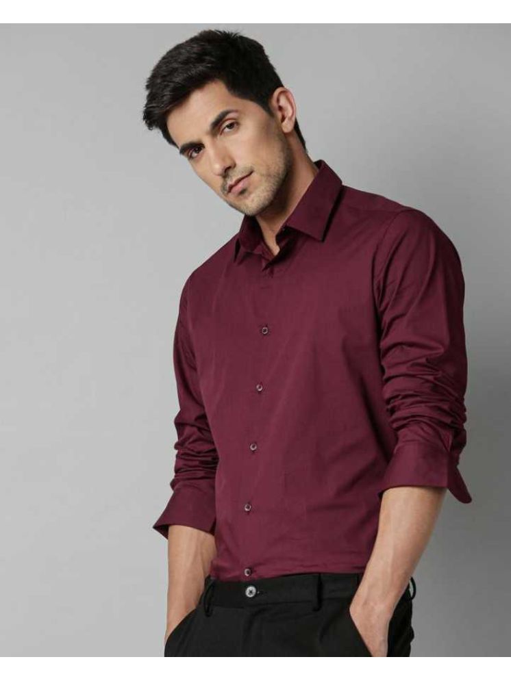     			Eviqe Cotton Blend Regular Fit Solids Full Sleeves Men's Casual Shirt - Maroon ( Pack of 1 )