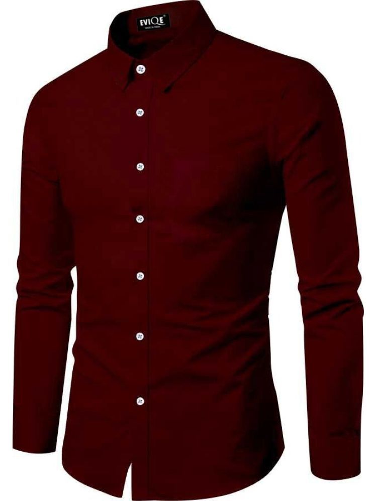     			Eviqe Cotton Blend Regular Fit Solids Full Sleeves Men's Casual Shirt - Maroon ( Pack of 1 )