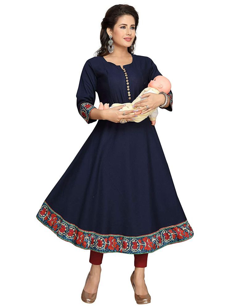     			HF Holyday Fashion Blue Cotton Maternity Kurta Single