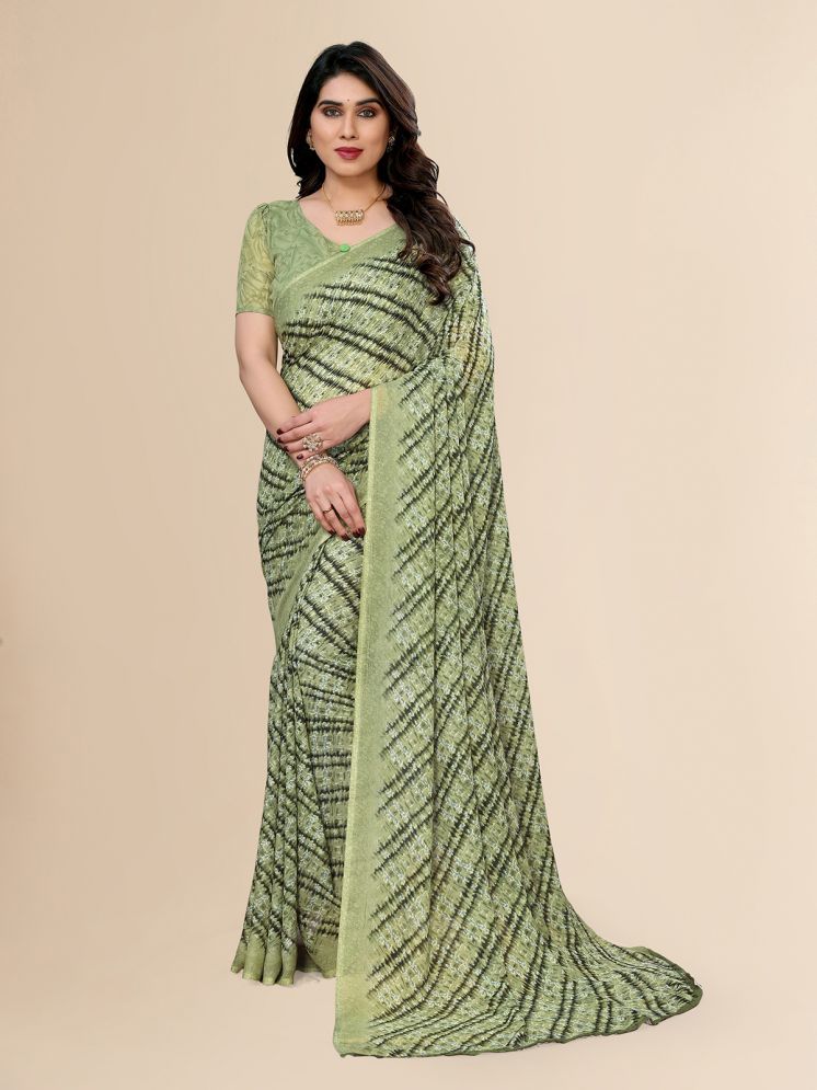     			Kashvi Sarees Pack of 1 Georgette Printed Saree With Blouse Piece ( Green )