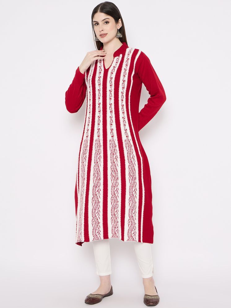     			LOVE LONDON Pack of 1 Woollen Embroidered Straight Women's Kurti with Dupatta - ( Red )