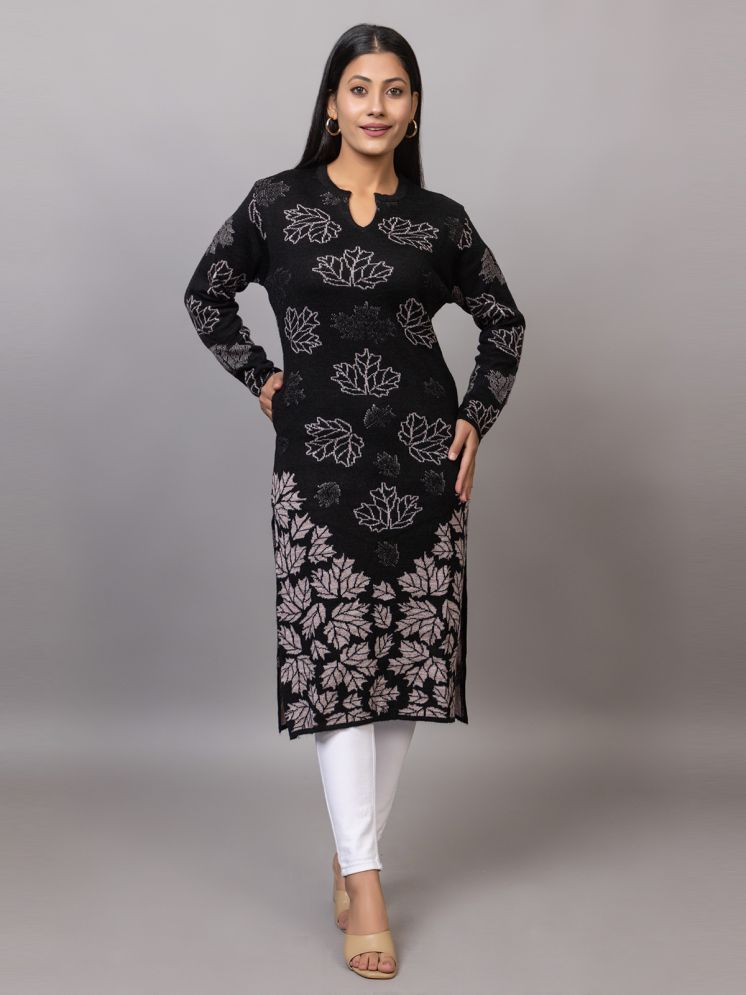     			MISDYNAMIC Pack of 1 Viscose Blend Printed Straight Women's Kurti - ( Black )