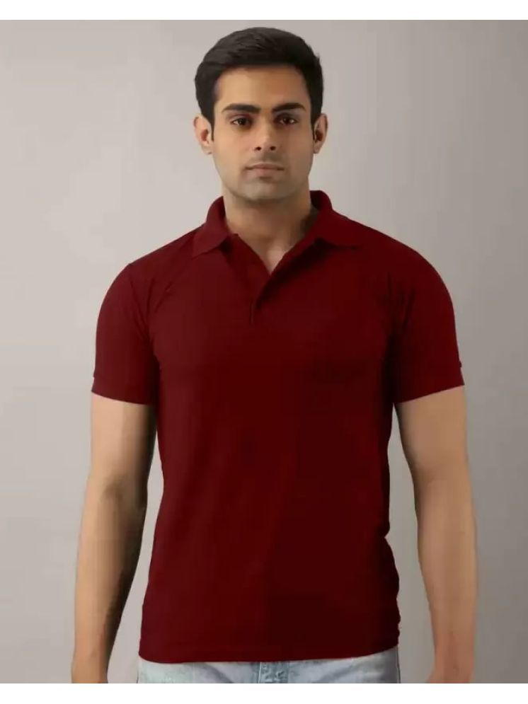     			SKYRISE Pack of 1 Cotton Blend Slim Fit Solid Half Sleeves Men's Polo T Shirt ( Maroon )