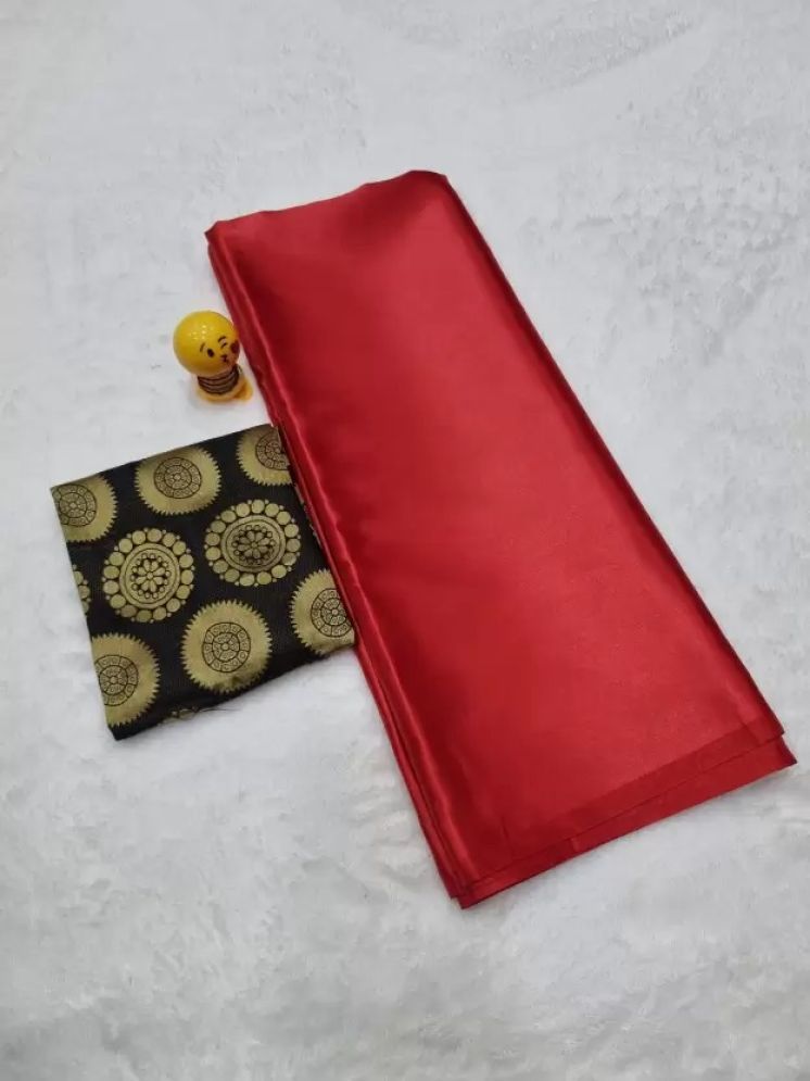     			Samai Pack of 1 Satin Solid Saree With Blouse Piece ( Red )