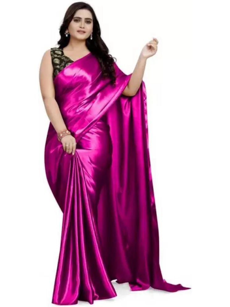     			Samai Pack of 1 Satin Solid Saree With Blouse Piece ( Rani )