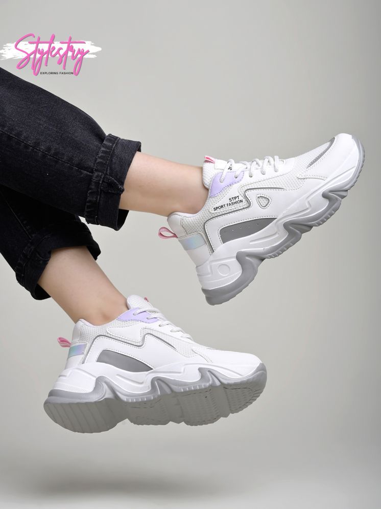     			Stylestry White Women's Sneakers