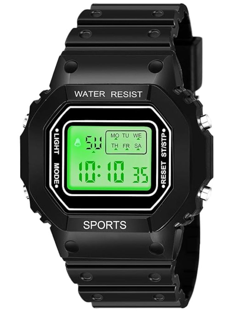     			Svats Black PU Digital Men's Watch