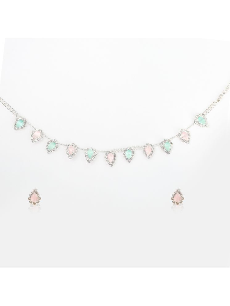     			Unicorn Sea Green Metal Necklace Set ( Pack of 1 )