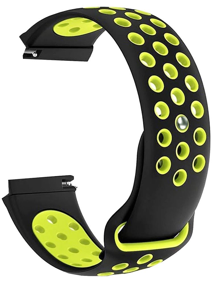     			ACM Watch Strap Silicone Belt 22mm compatible with Pebble Ultra Life Smartwatch Sports Dot Band Black with Neon Green