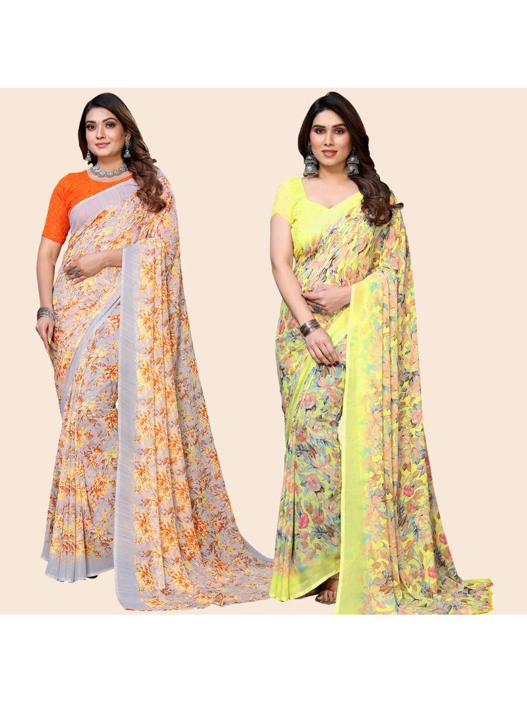     			ANAND SAREES Pack of 2 Georgette Printed Saree With Blouse Piece ( Multicolor )