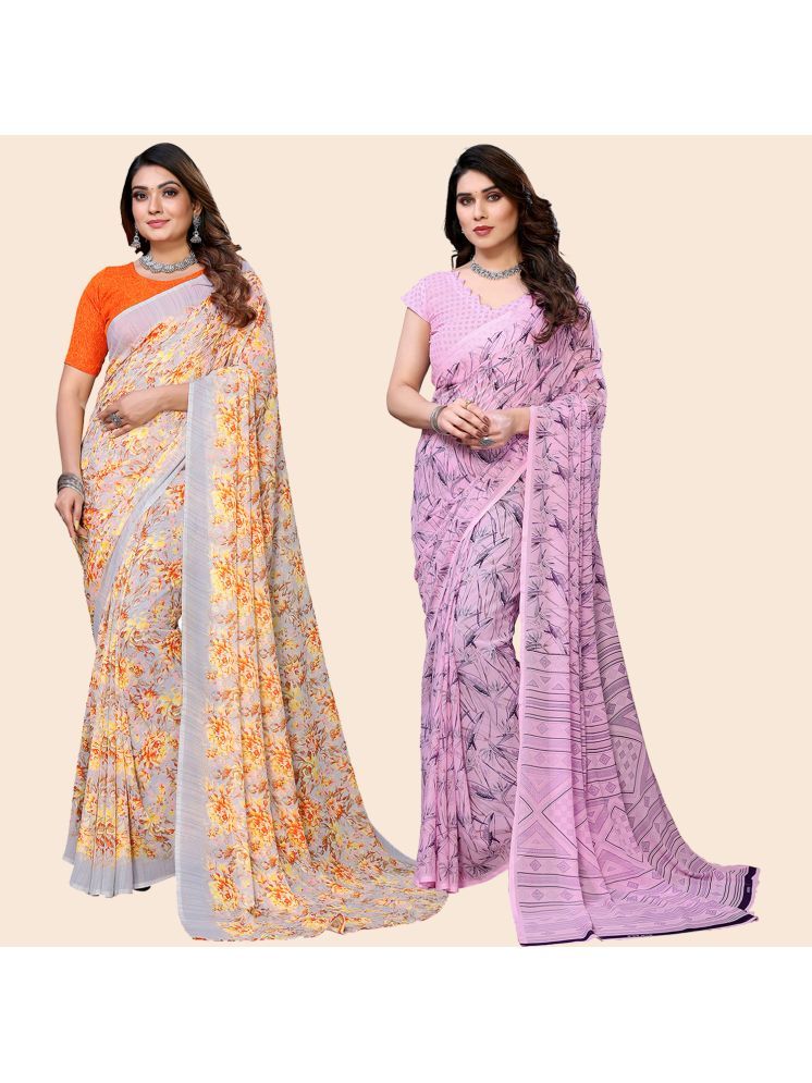     			ANAND SAREES Pack of 2 Georgette Printed Saree With Blouse Piece ( Multicolor )