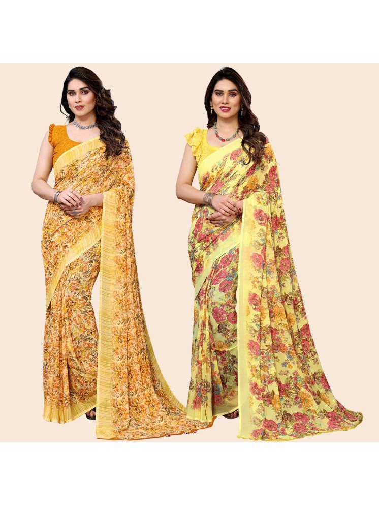     			ANAND SAREES Pack of 2 Georgette Printed Saree With Blouse Piece ( Multicolor )