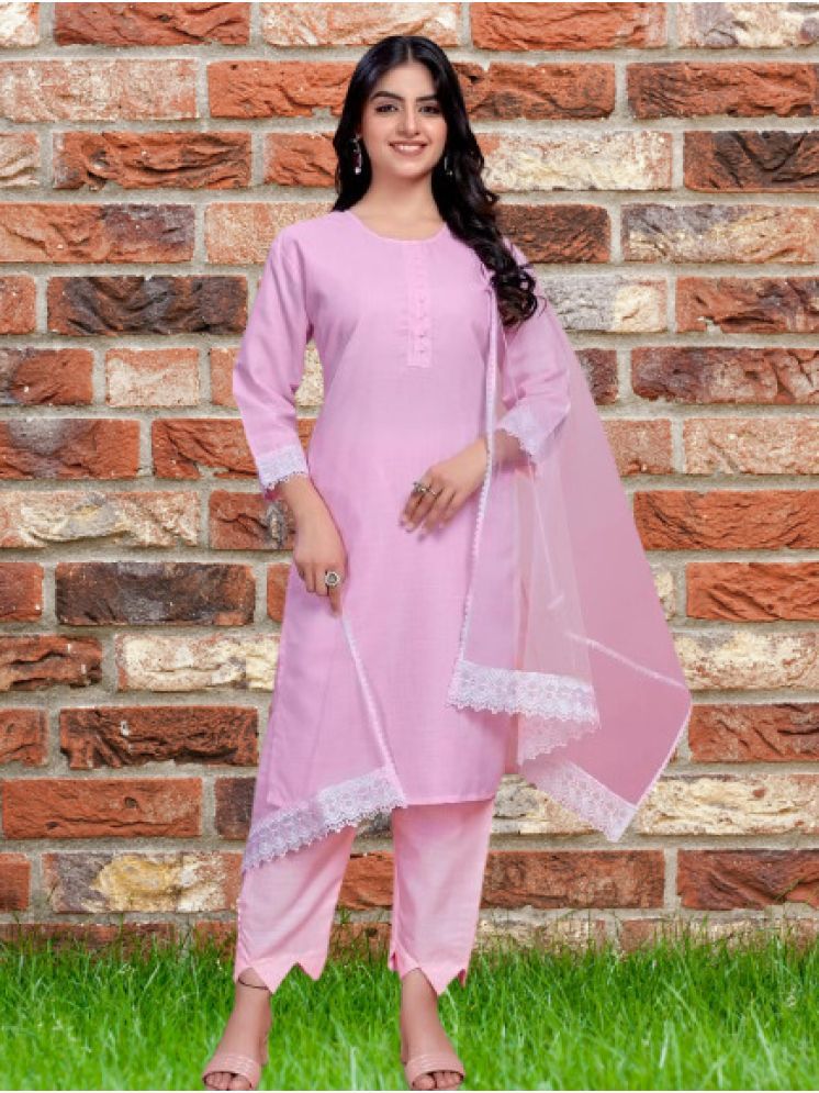     			BIPIN FASHION Cotton Silk Self Design Ethnic Top With Pants Women's Stitched Salwar Suit - Pink ( Pack of 1 )