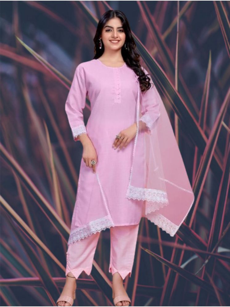     			BIPIN FASHION Cotton Silk Self Design Ethnic Top With Pants Women's Stitched Salwar Suit - Pink ( Pack of 1 )