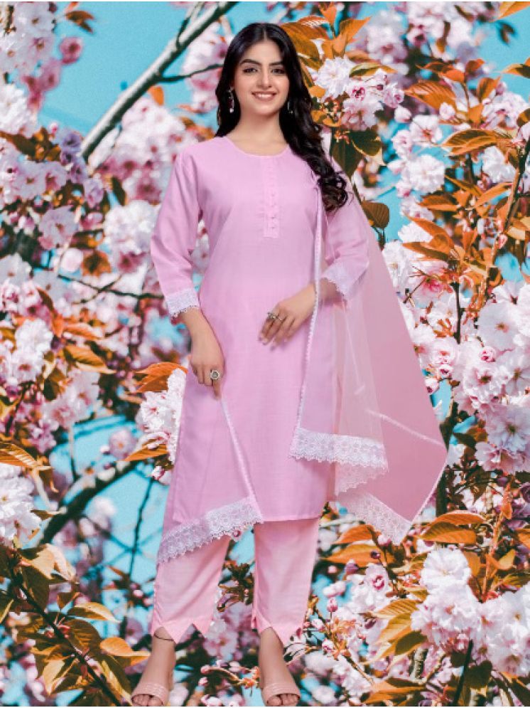     			BIPIN FASHION Cotton Silk Self Design Ethnic Top With Pants Women's Stitched Salwar Suit - Pink ( Pack of 1 )