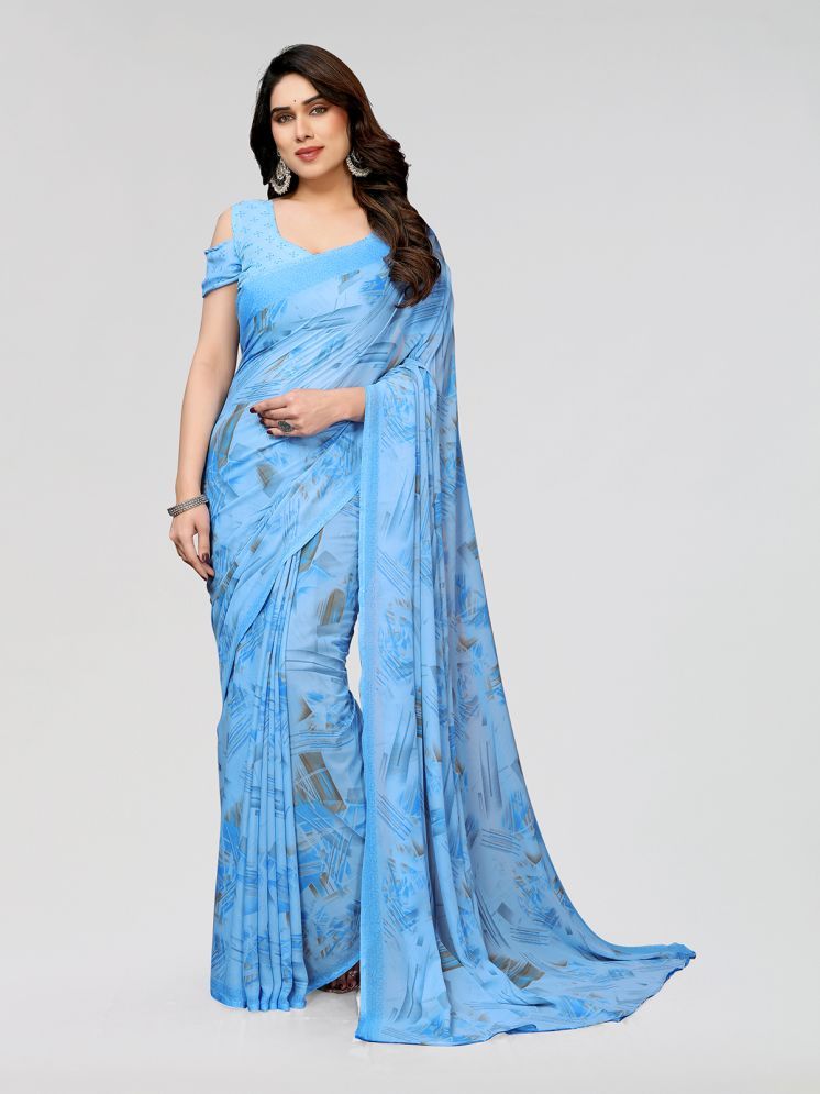     			Kashvi Sarees Pack of 1 Georgette Printed Saree With Blouse Piece ( Light Blue )