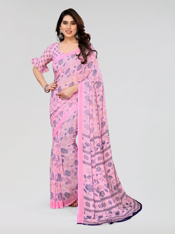     			Kashvi Sarees Pack of 1 Georgette Printed Saree With Blouse Piece ( Pink )