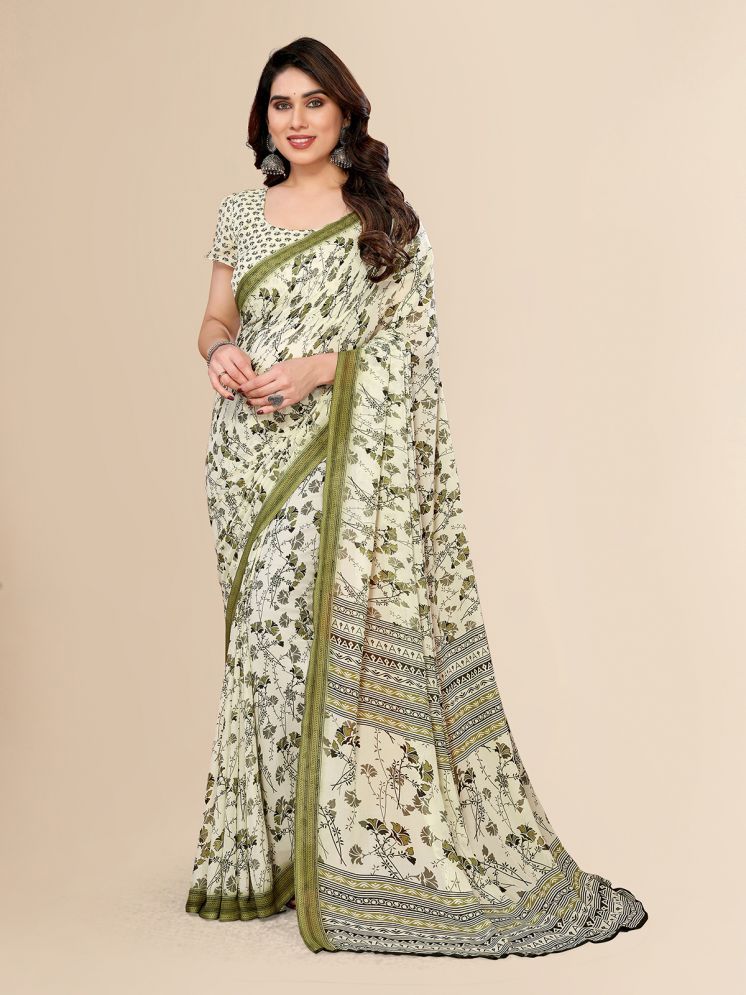     			Kashvi Sarees Pack of 1 Georgette Printed Saree With Blouse Piece ( Green )