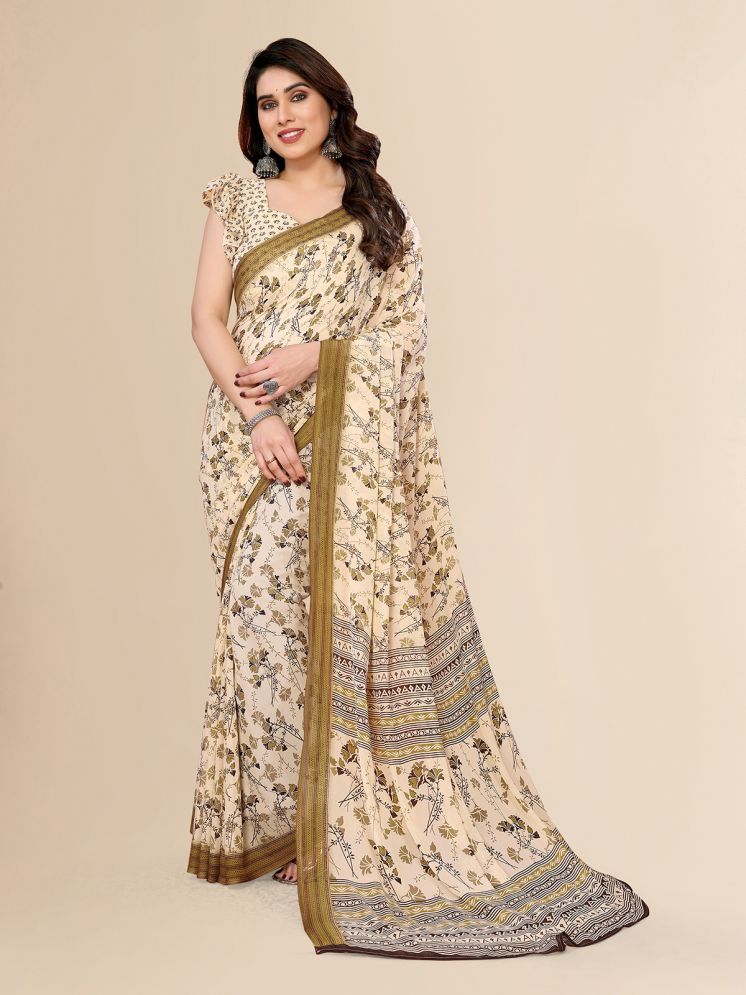     			Kashvi Sarees Pack of 1 Georgette Printed Saree With Blouse Piece ( Cream )