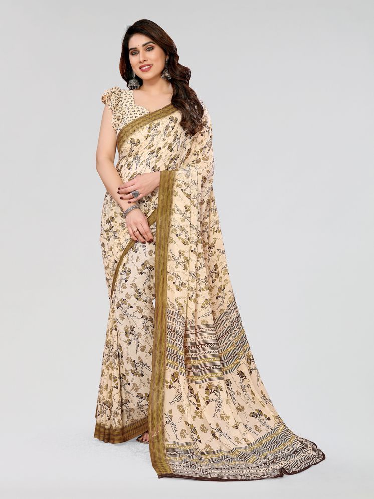     			Kashvi Sarees Pack of 1 Georgette Printed Saree With Blouse Piece ( Cream )