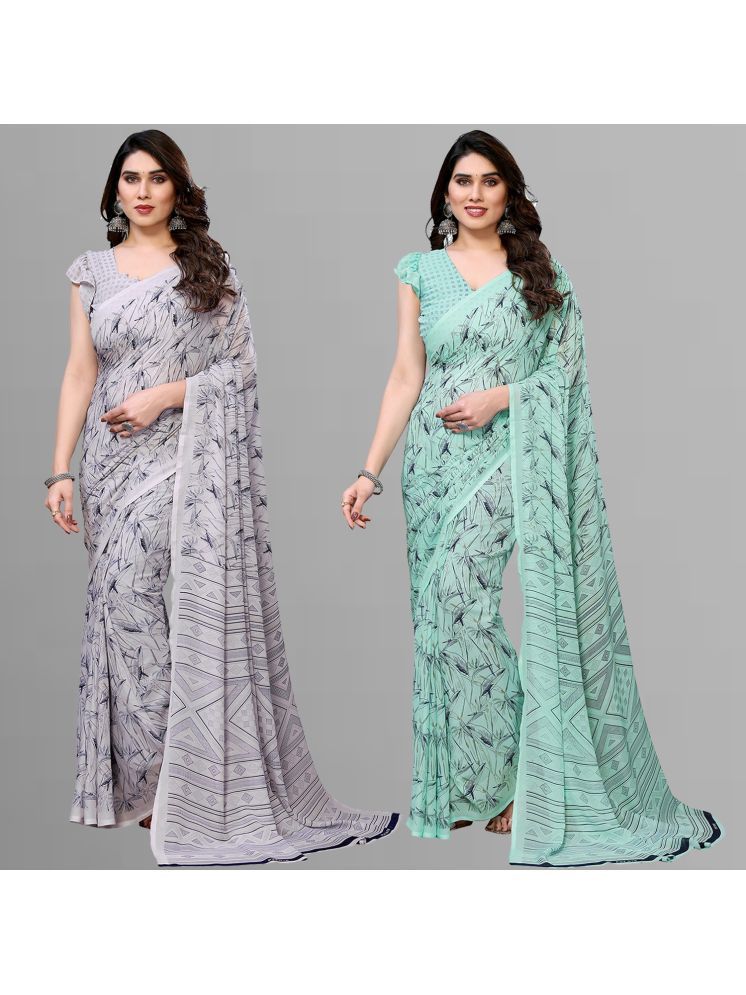     			Kashvi Sarees Pack of 2 Georgette Printed Saree With Blouse Piece ( Multicolor )