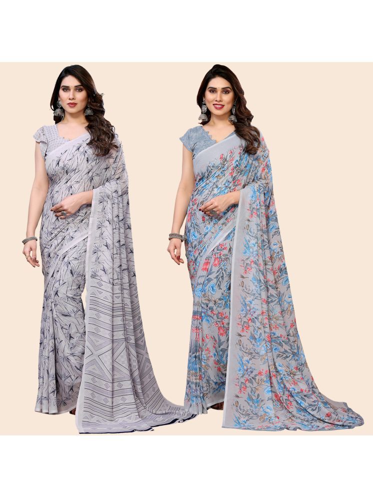     			Kashvi Sarees Pack of 2 Georgette Printed Saree With Blouse Piece ( Multicolor )