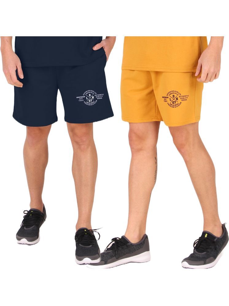     			LONDON HILLS Mustard Cotton Blend Men's Shorts ( Pack of 2 )