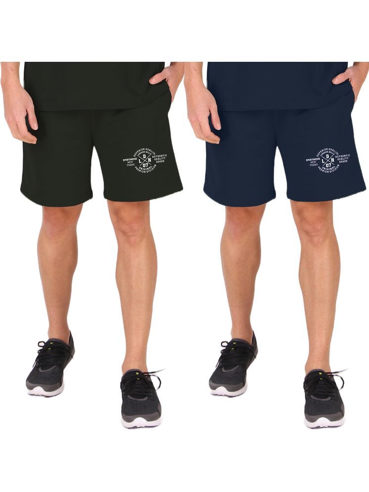     			LONDON HILLS Navy Cotton Blend Men's Shorts ( Pack of 2 )