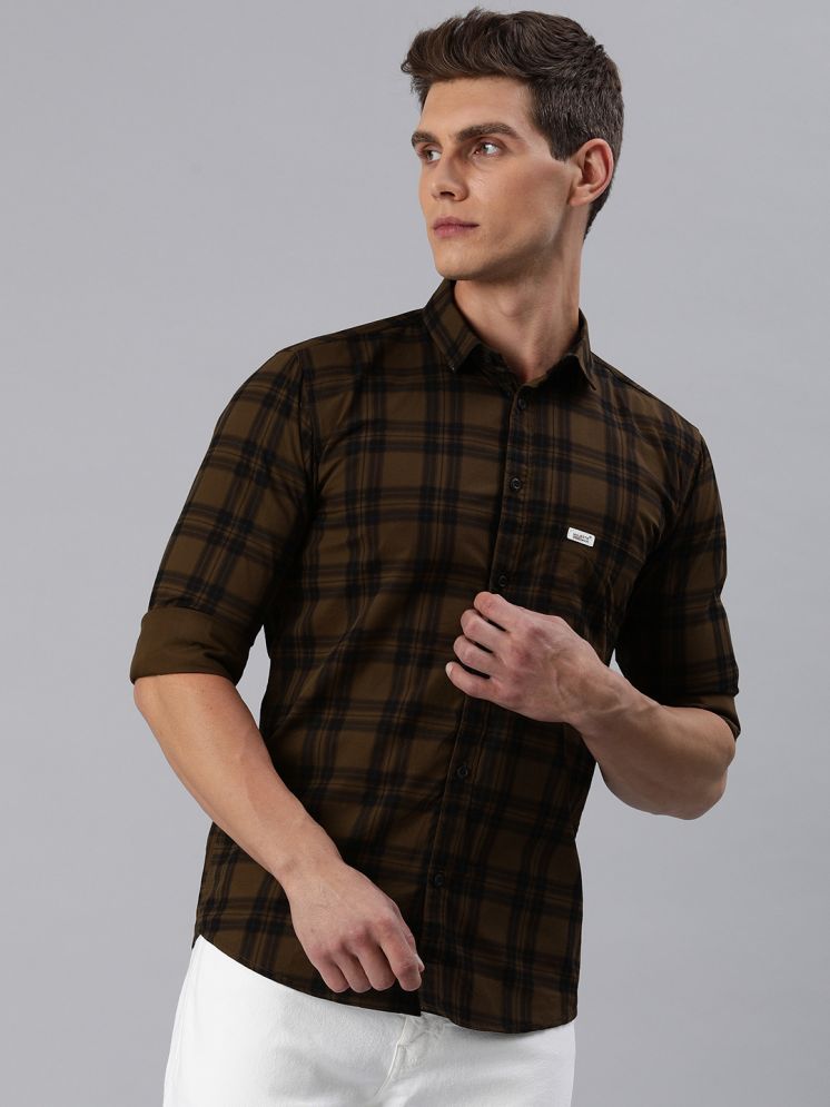     			MAJESTIC MAN 100% Cotton Slim Fit Checks Full Sleeves Men's Casual Shirt - Brown ( Pack of 1 )