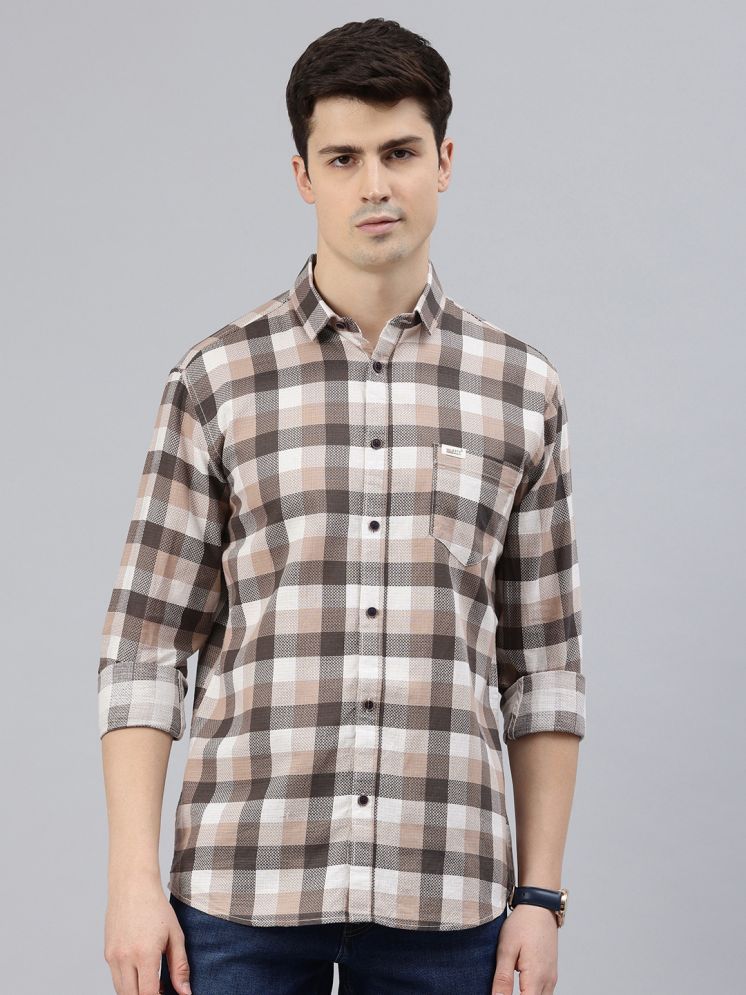     			MAJESTIC MAN Cotton Blend Slim Fit Checks Full Sleeves Men's Casual Shirt - Brown ( Pack of 1 )