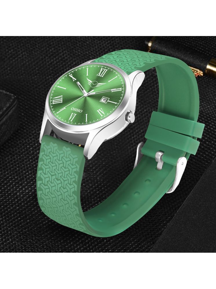     			OHHO Green Silicon Analog Men's Watch