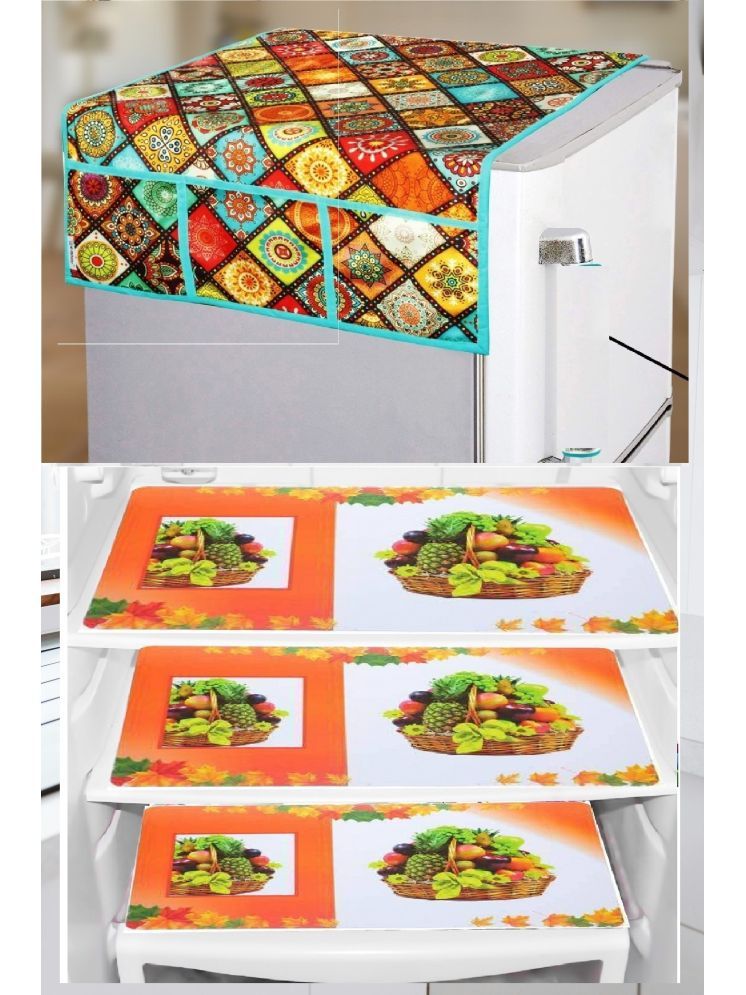     			Sanraksshan PVC Floral Fridge Mat & Cover ( 40 28 ) Pack of 1 - Multicolor