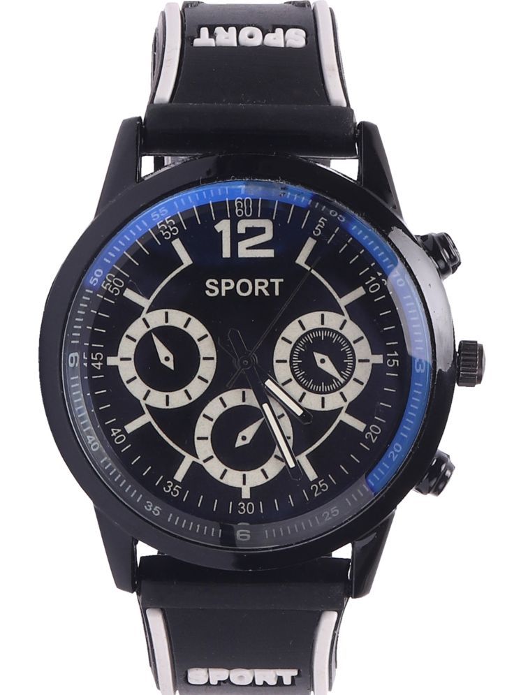     			Svats Black Rubber Analog Men's Watch