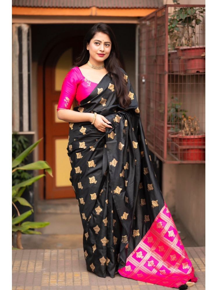     			Vividvibe Pack of 1 Banarasi Silk Woven Saree With Blouse Piece ( Pink )