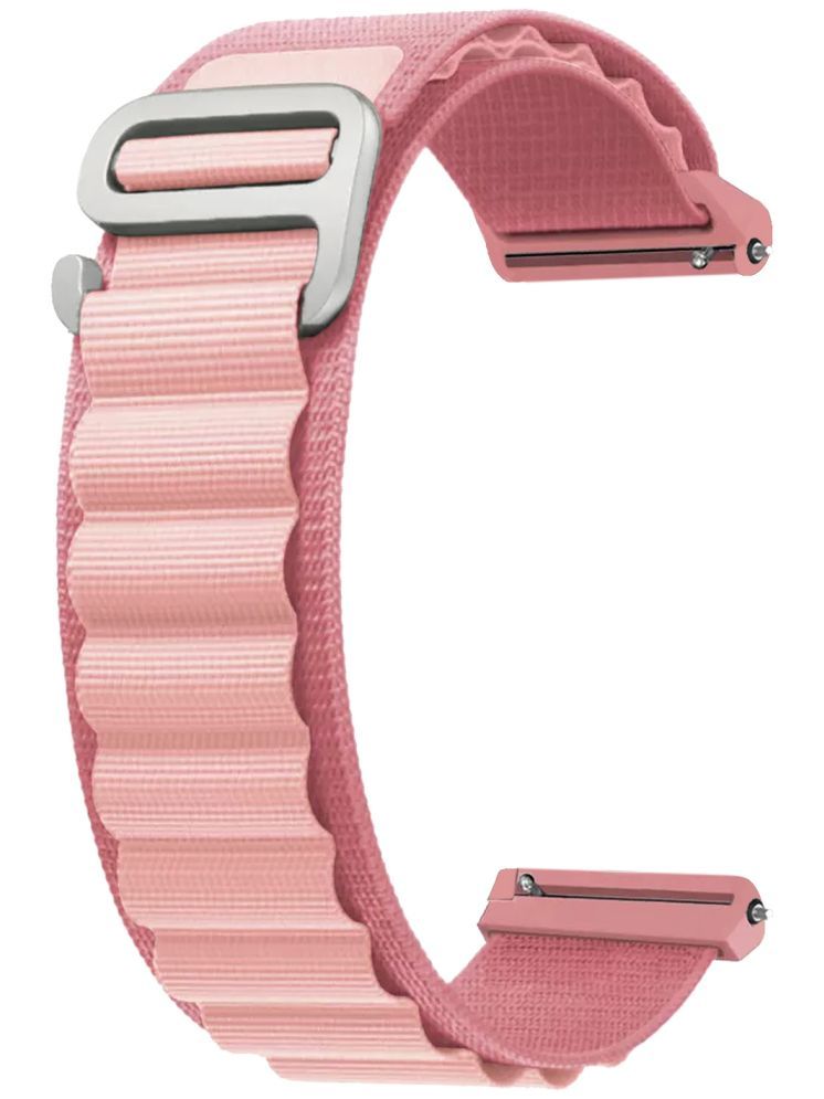     			ACM Watch Strap Nylon 22mm compatible with Fastrack Smart Discovery Smartwatch Sports Hook Band Creame Pink