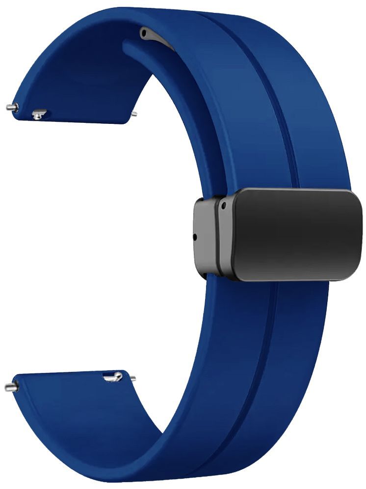     			ACM Watch Strap Silicone Belt Magnetic Clasp 22mm compatible with Itel Alpha Pro Smartwatch Sports Hook Band Dark Blue