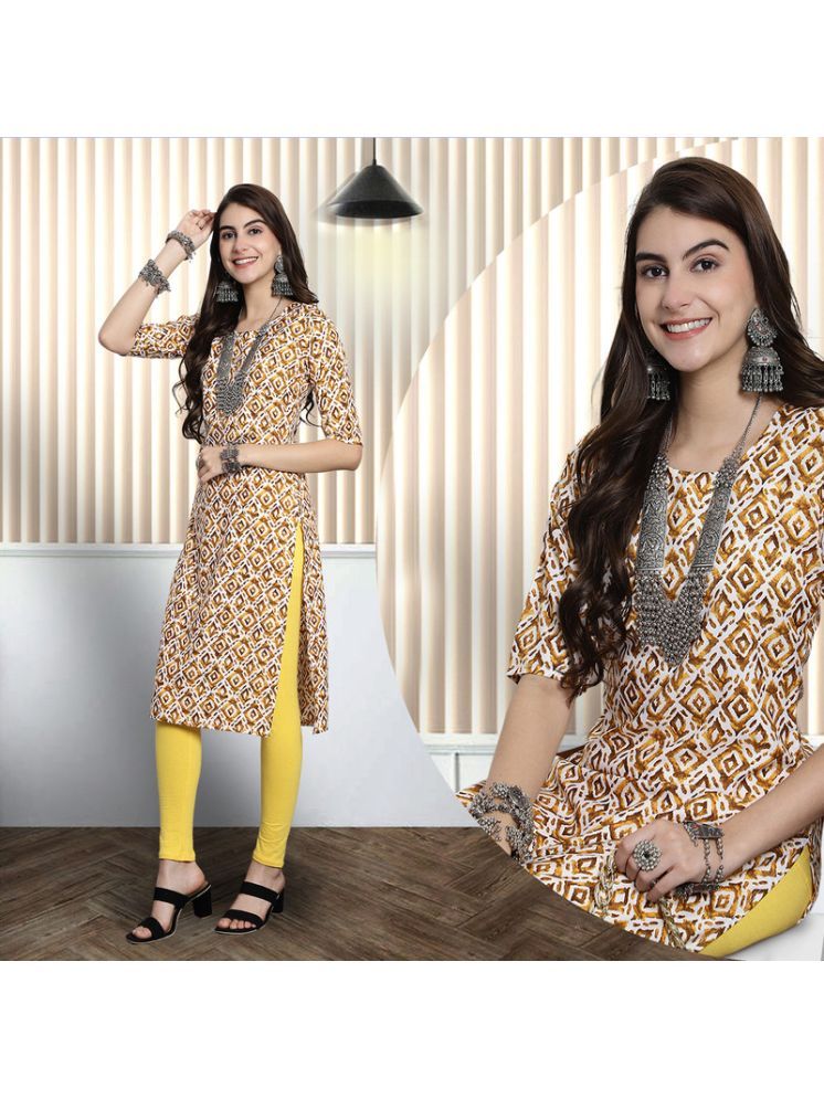     			1 Stop Fashion Pack of 1 Crepe Printed Nayra Women's Kurti - ( Yellow )