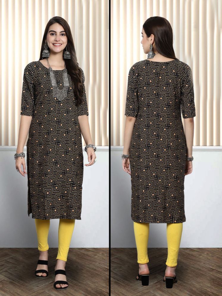     			1 Stop Fashion Pack of 1 Crepe Printed Nayra Women's Kurti - ( Black )