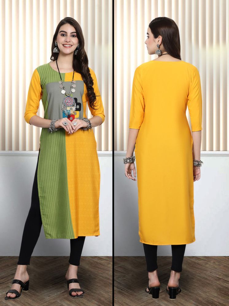     			1 Stop Fashion Pack of 1 Crepe Printed Nayra Women's Kurti - ( Yellow )