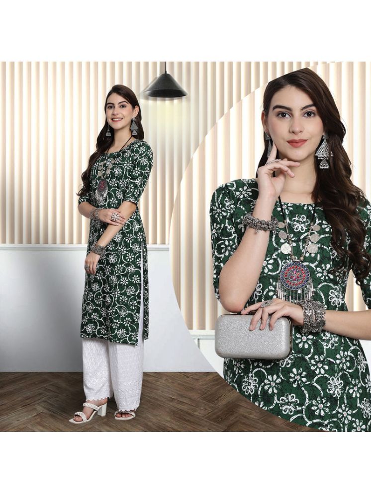     			1 Stop Fashion Pack of 1 Crepe Printed Nayra Women's Kurti - ( Green )