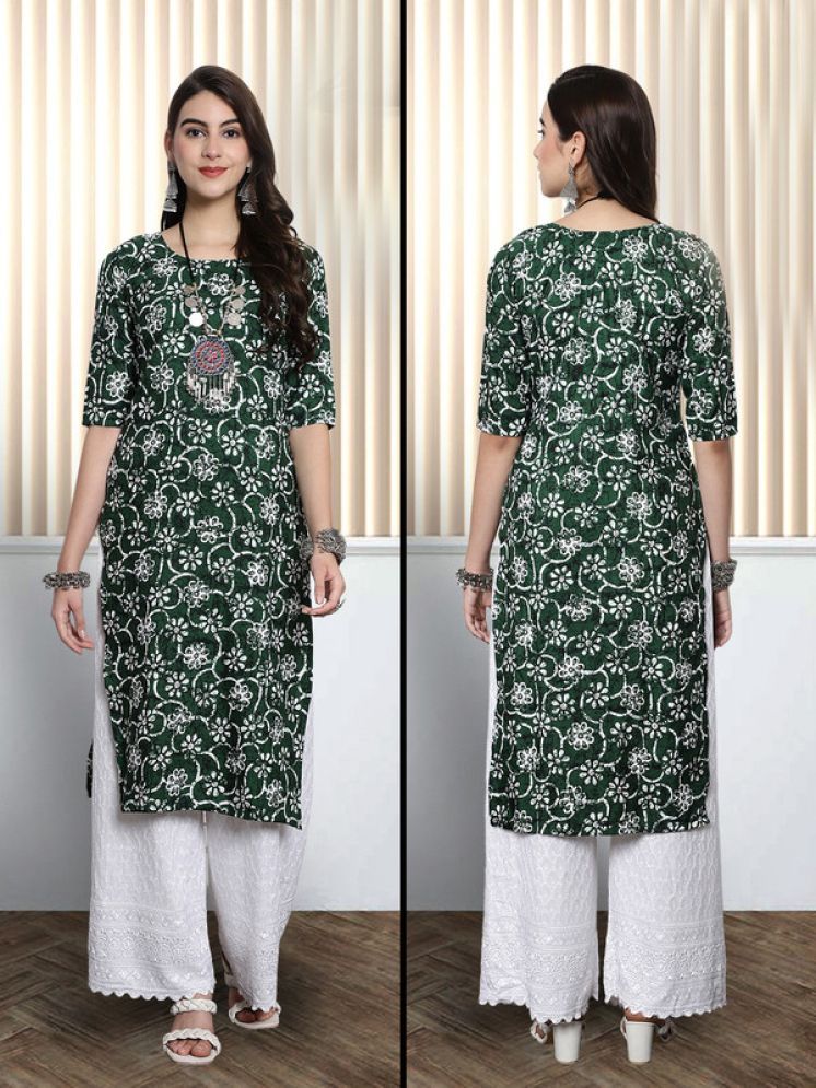     			1 Stop Fashion Pack of 1 Crepe Printed Nayra Women's Kurti - ( Green )