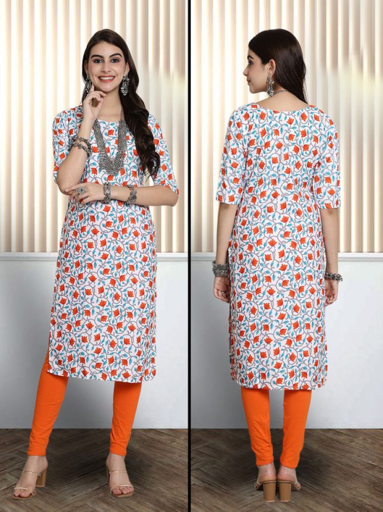     			1 Stop Fashion Pack of 1 Crepe Printed Nayra Women's Kurti - ( White )