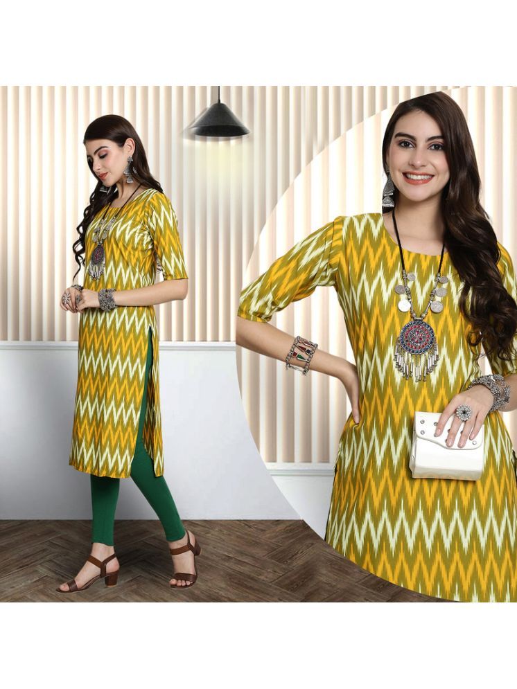     			1 Stop Fashion Pack of 1 Crepe Printed Nayra Women's Kurti - ( Yellow )