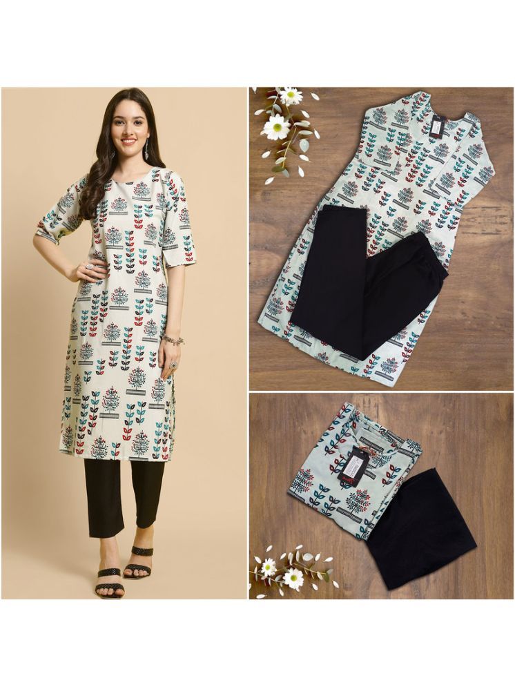     			1 Stop Fashion Pack of 1 Crepe Printed A-line Women's Kurti - ( Grey Melange )