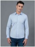 Red Tape 100% Cotton Regular Fit Self Design Full Sleeves Men's Casual Shirt - Blue ( Pack of 1 )