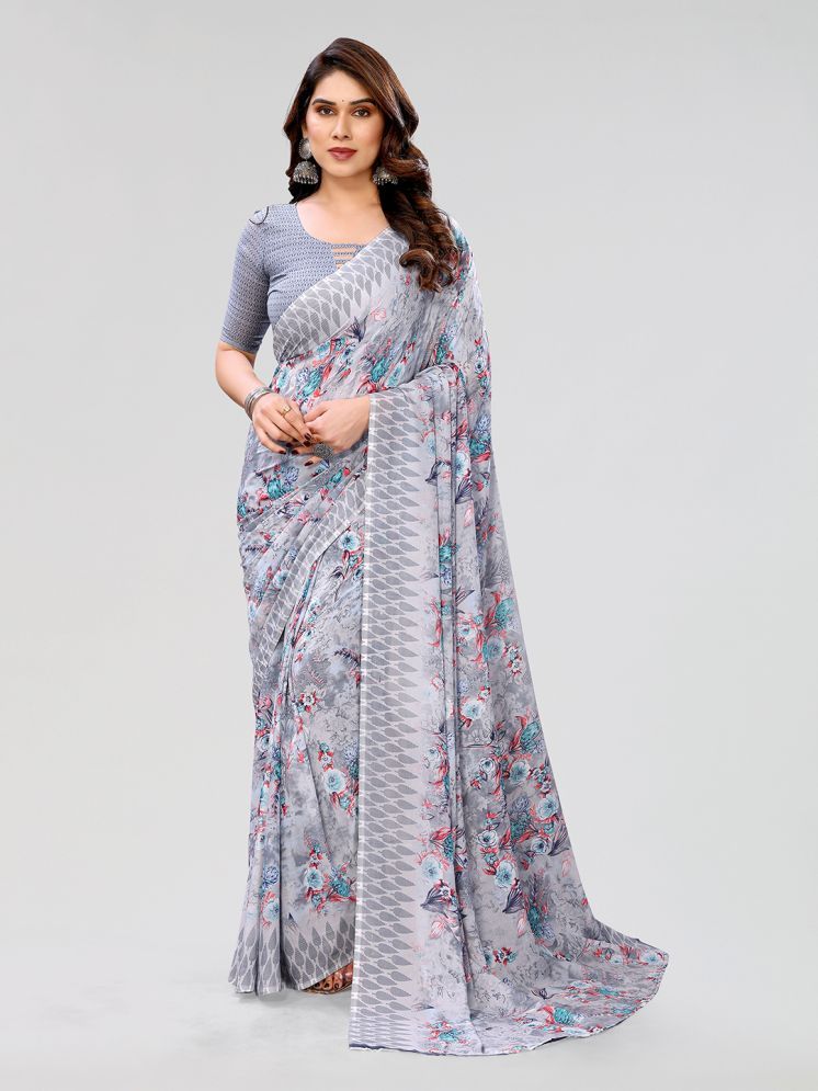     			ANAND SAREES Pack of 1 Georgette Printed Saree With Blouse Piece ( Light Grey )