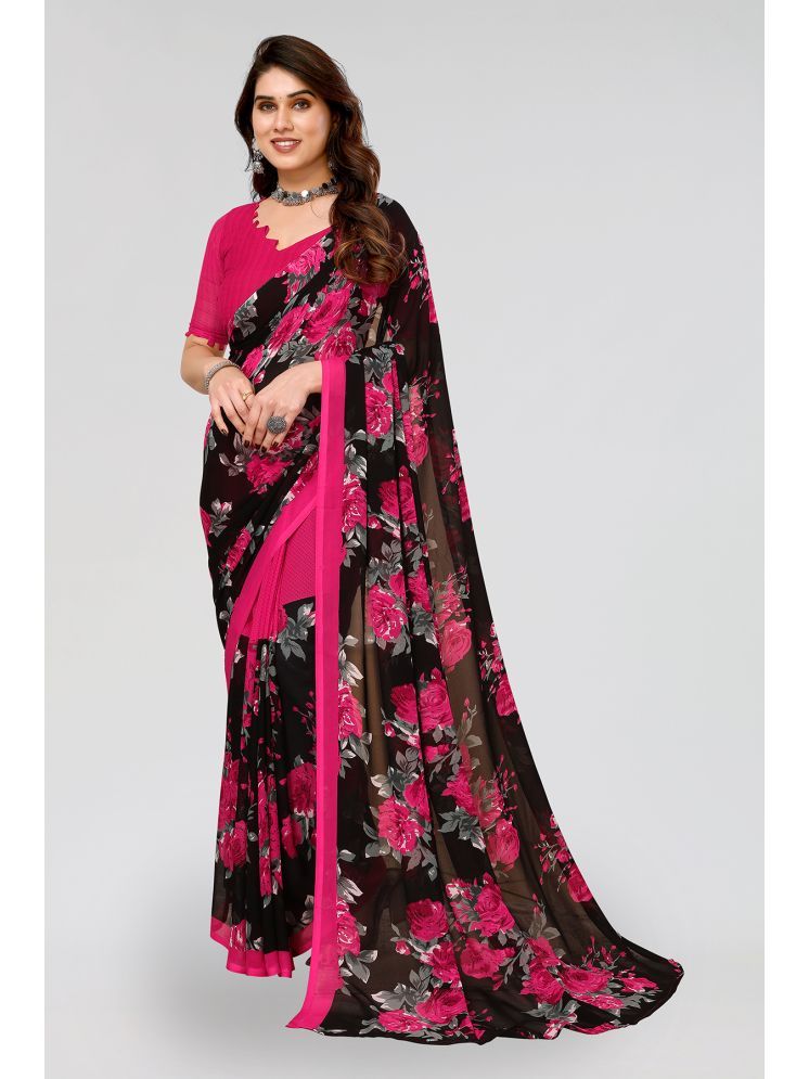     			ANAND SAREES Pack of 1 Georgette Printed Saree With Blouse Piece ( Pink )