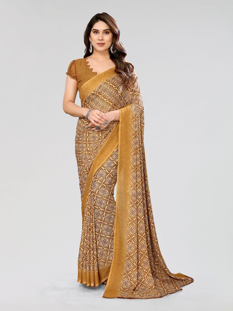     			ANAND SAREES Pack of 1 Georgette Printed Saree With Blouse Piece ( Beige )